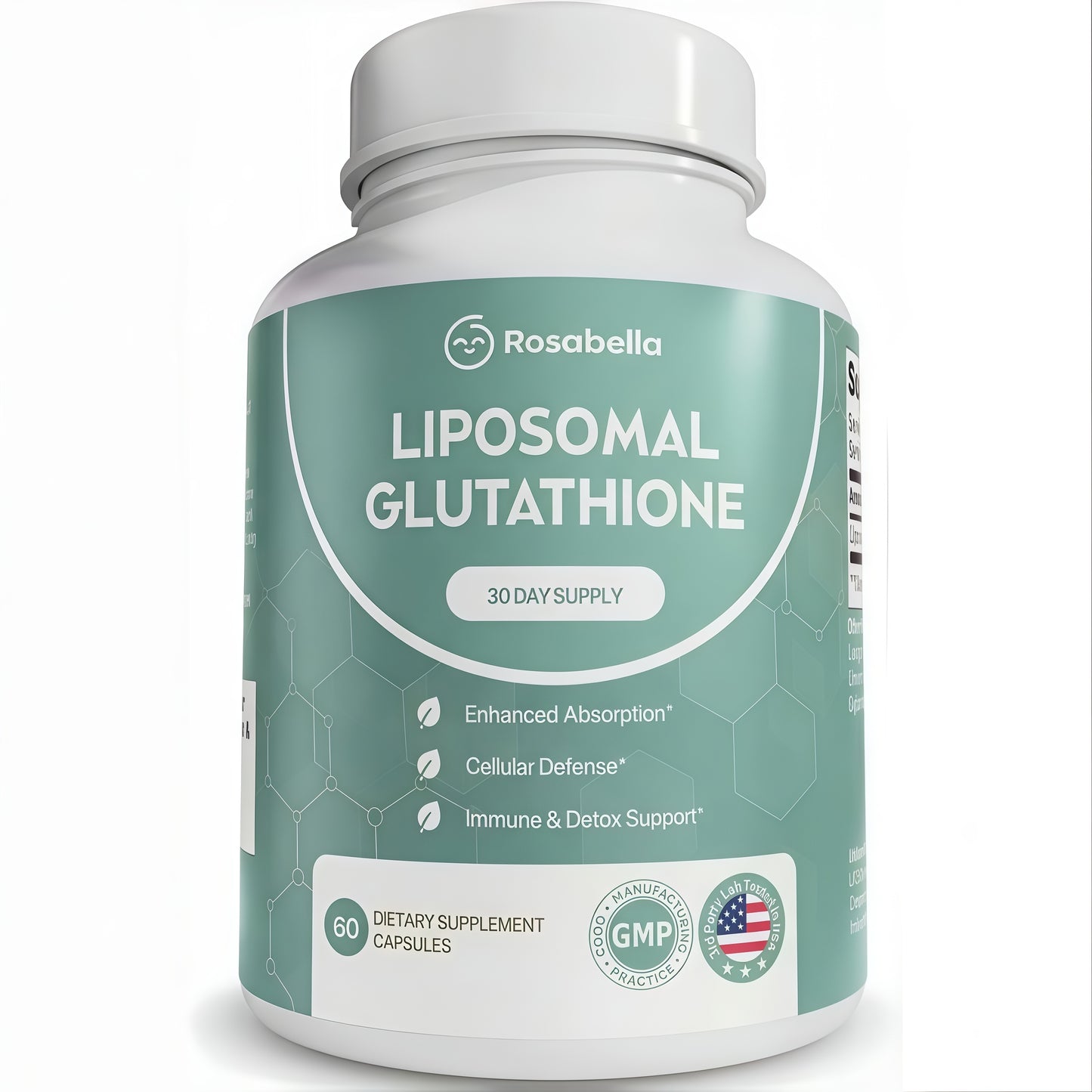 Rosabella Liposomal Glutathione 500mg – High Absorption Glutathione Supplement, Antioxidant Support, Cellular Health & Detox Support, 60 Capsules, 30 Day Supply, Daily Antioxidant Capsules